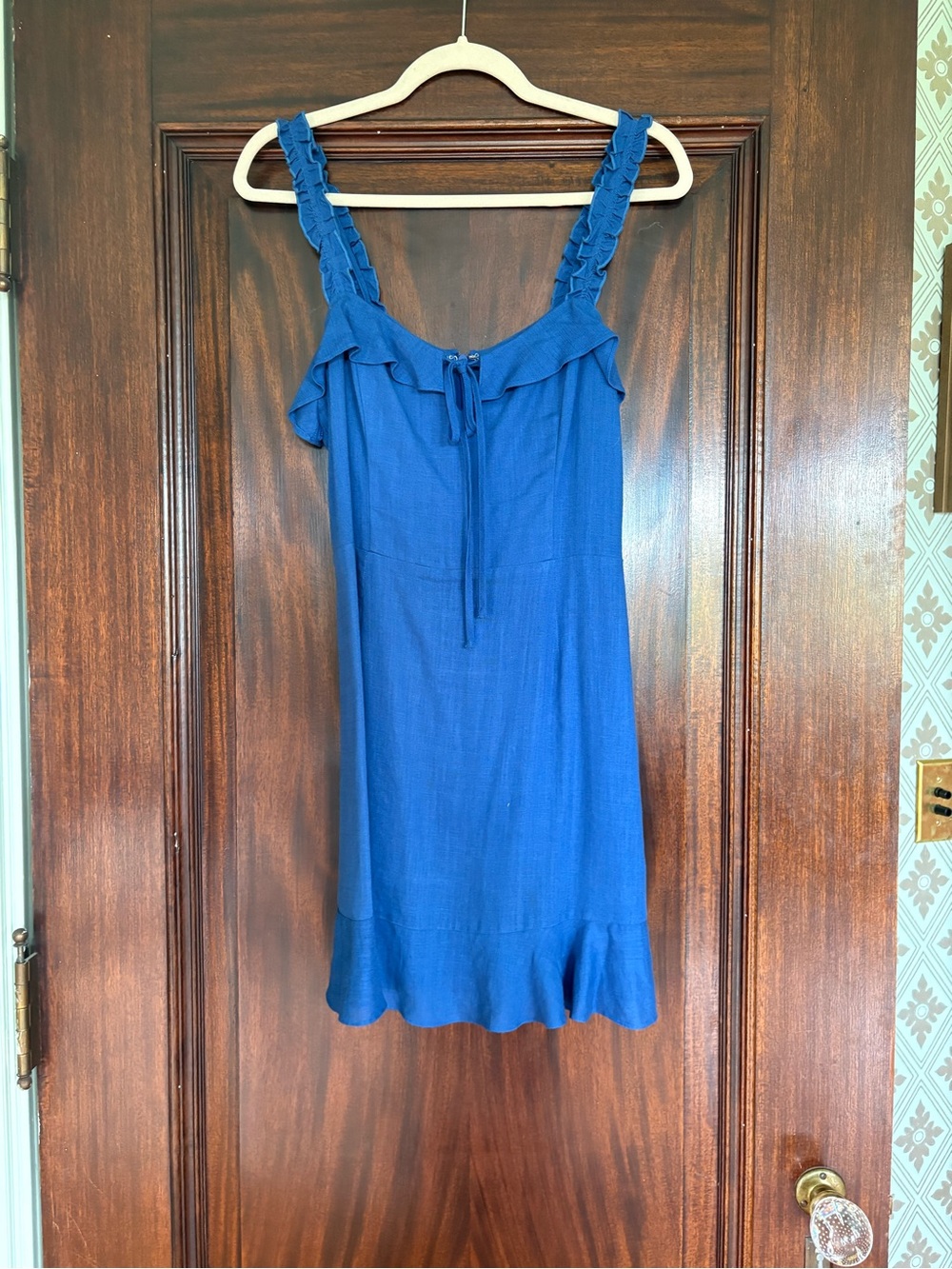 Lulu's Royal Blue Ruffle-Trim Mini Dress